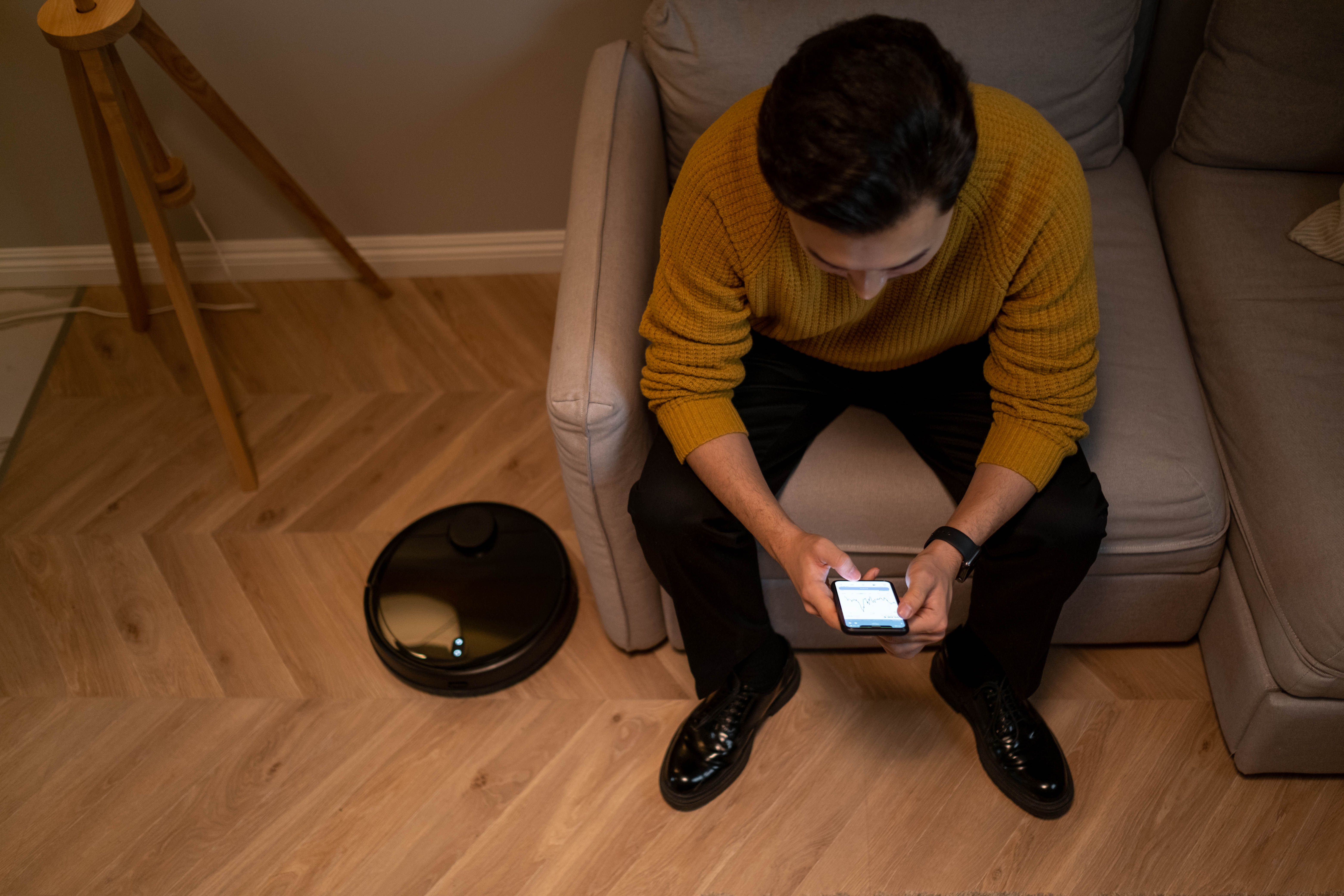 Robot vacuum and mop in a modern interior